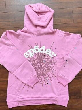 Pink Spider Web Hoodie Streetwear Pullover Sweatshirt GraphicUnisex Sp5der Style